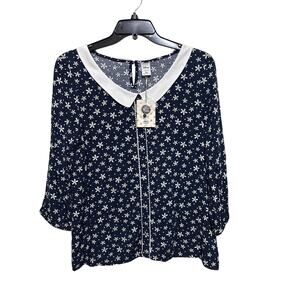 NWT Disney Walt Disney Daisy Blouse Peter Pan Neck XL